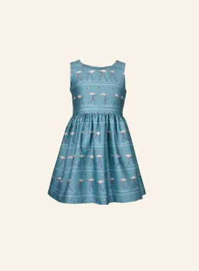 Martha Children's Dress - Teal Flamingo