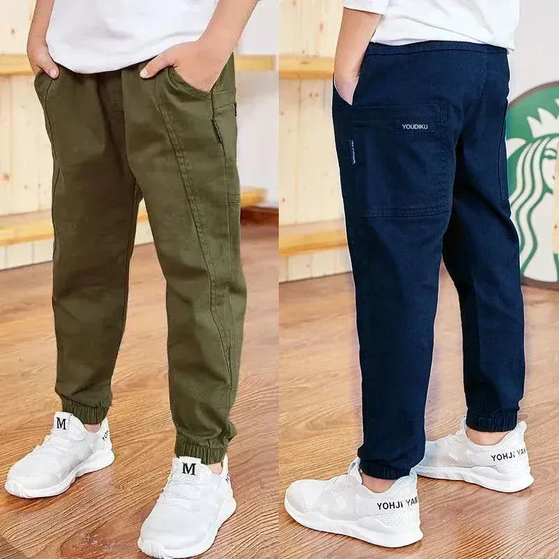 Middle and Large Children Cotton Boys Pants 2024 Spring and Autumn Sports Trousers New Children's Casual Overalls for