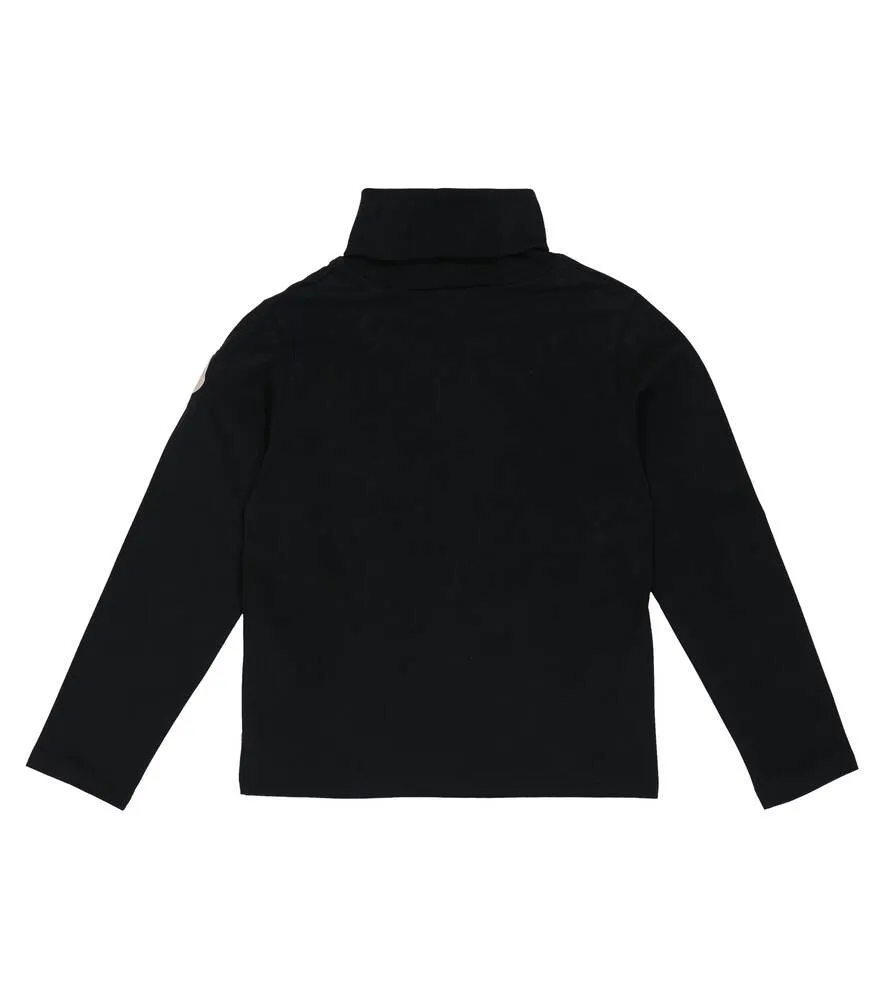 Moncler Enfant Cotton Jersey Turtleneck Top, Black