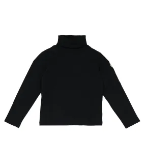 Moncler Enfant Cotton Jersey Turtleneck Top, Black