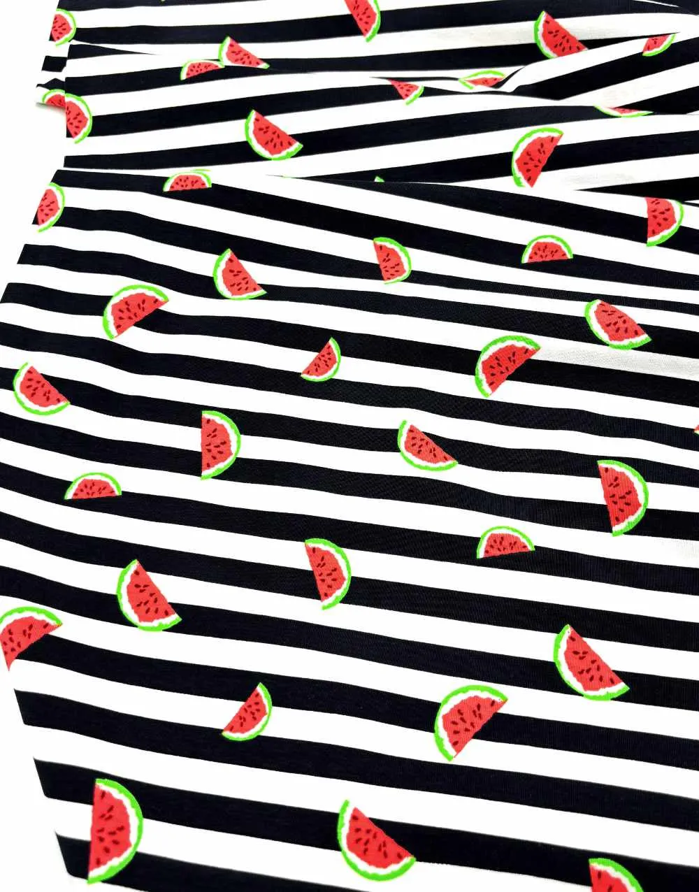 Neon Watermelon Stripe Cotton Jersey Fabric