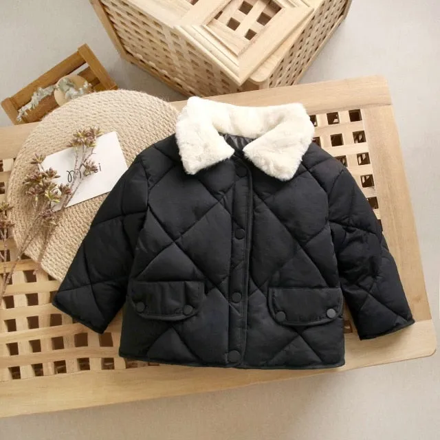 New Winter Children's Warm Cotton Jackets Girls Clothes Kids&Babys Rabbit Fur Collar Coats Korean Style For Boys Outerwears