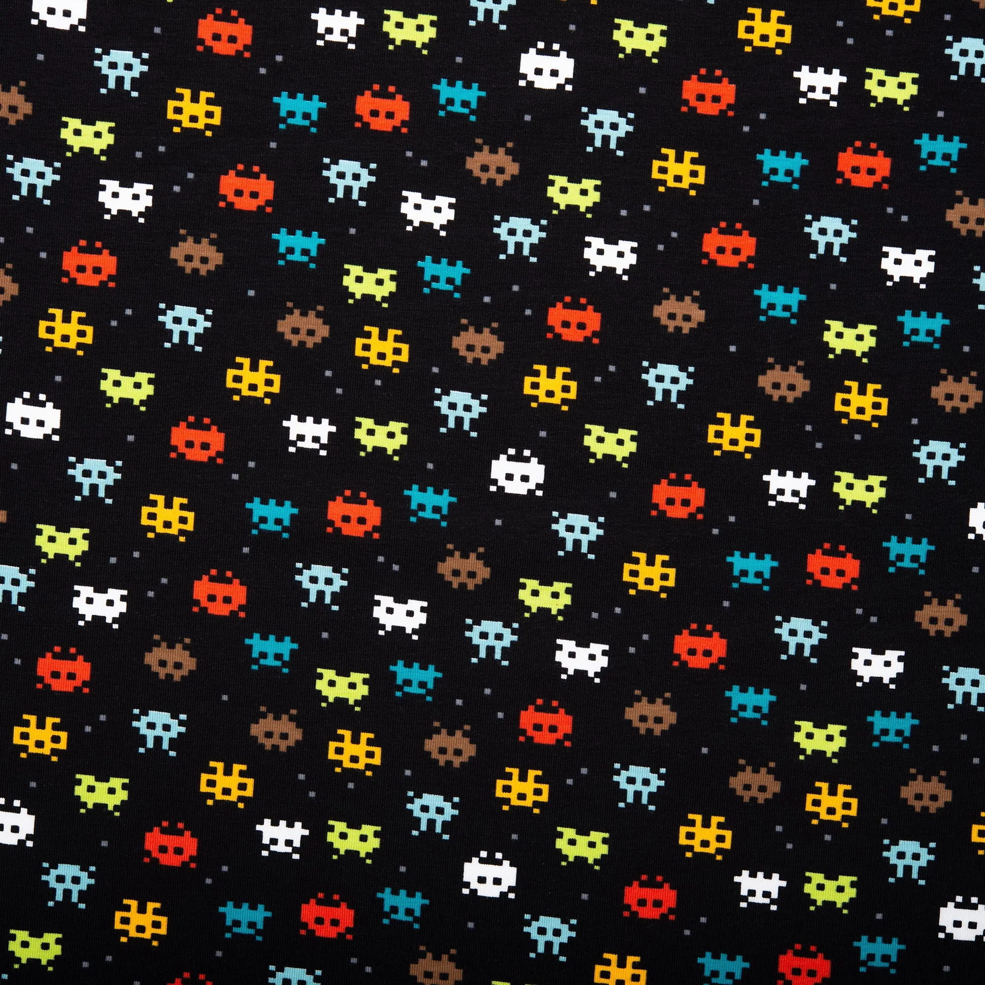 ORGANIC Cotton Lycra Printed Knit - Video game - Black