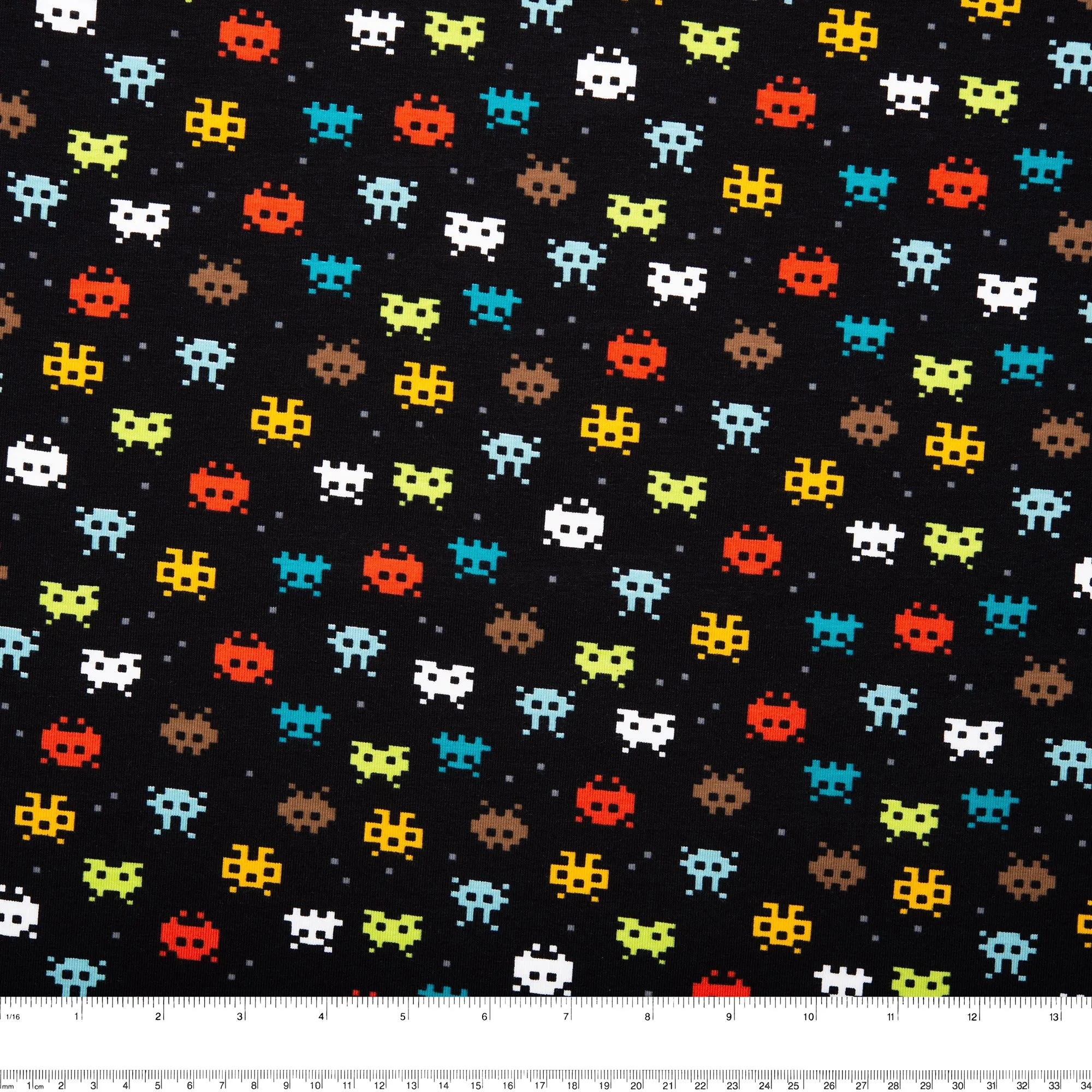 ORGANIC Cotton Lycra Printed Knit - Video game - Black