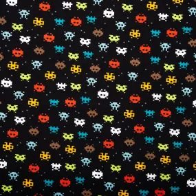 ORGANIC Cotton Lycra Printed Knit - Video game - Black