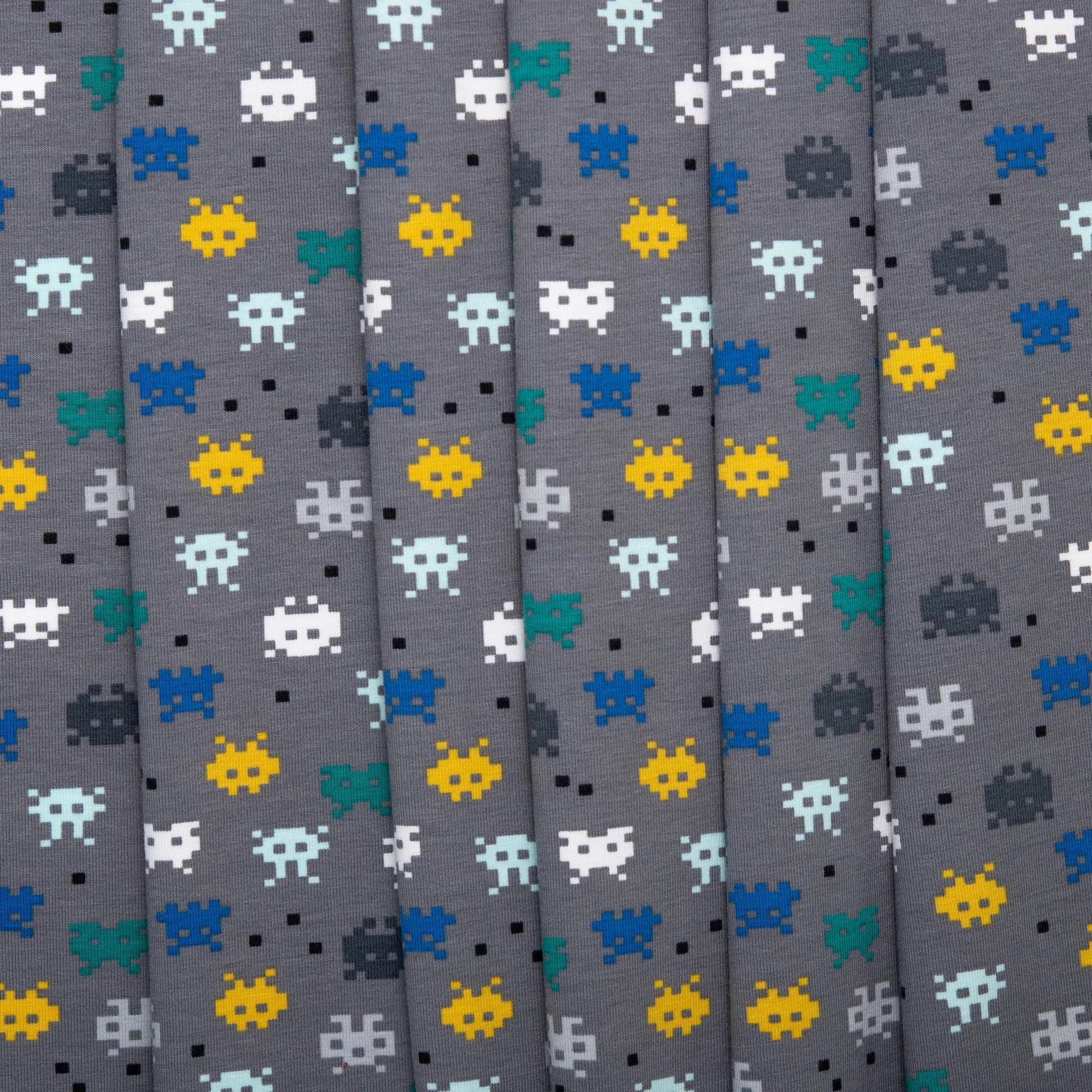 ORGANIC Cotton Lycra Printed Knit - Video game - Grey