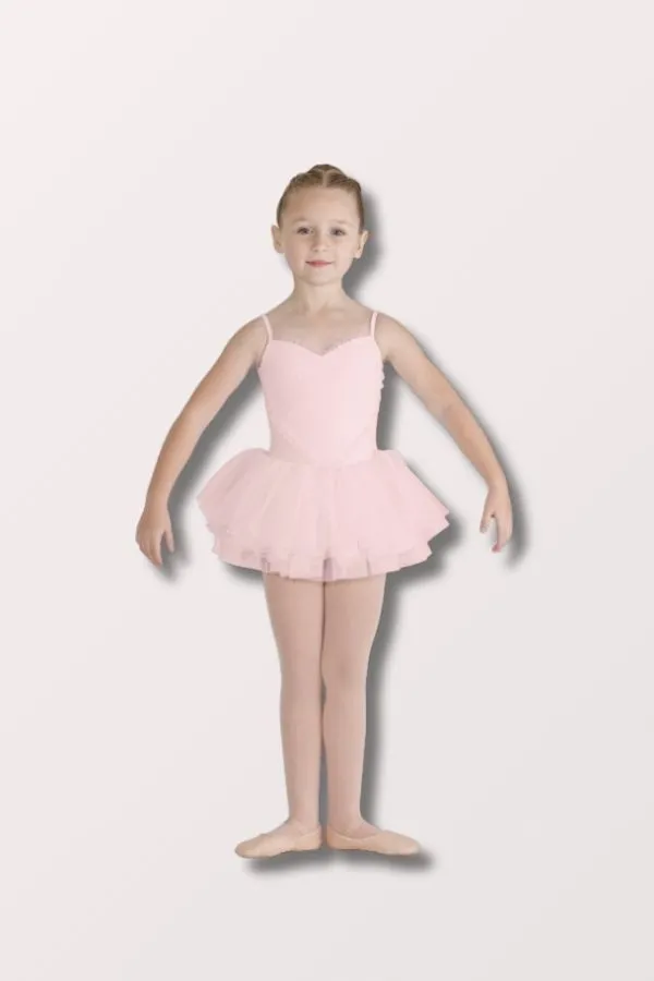 Pink Heart Mesh Front Tutu Leotard - Candy Pink