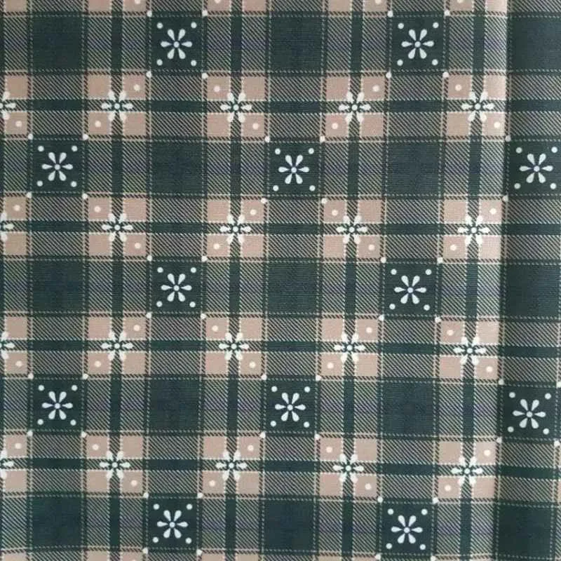 Printed Tartan Plaid in Navy Blue and Grey Laminated PUL Fabric