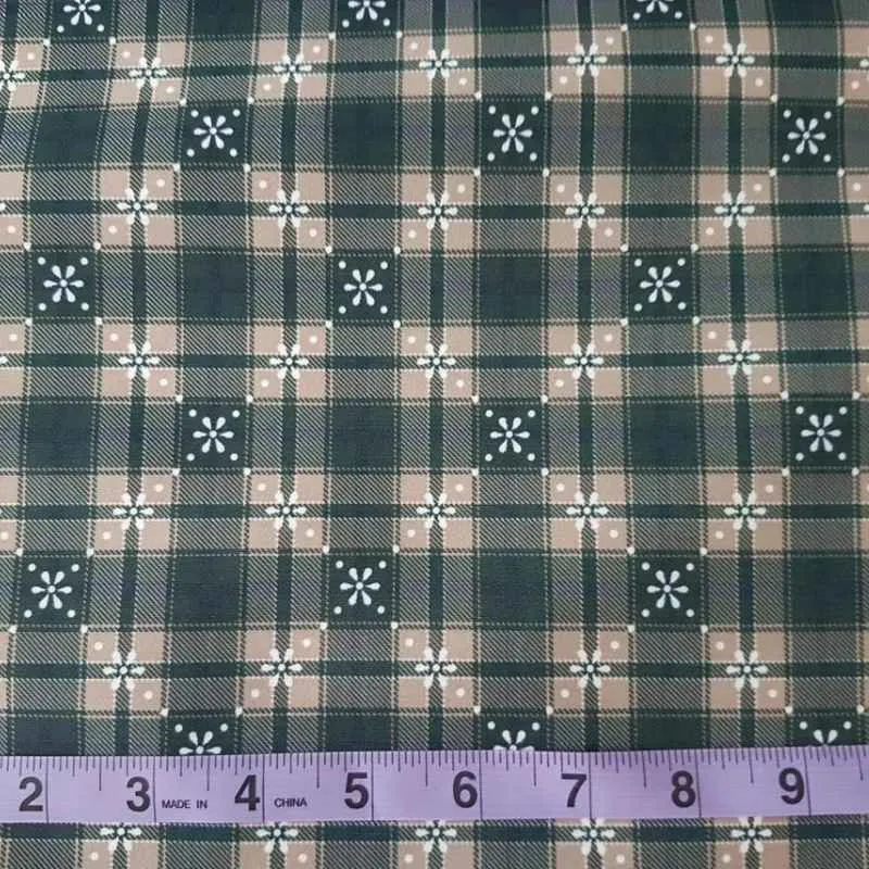 Printed Tartan Plaid in Navy Blue and Grey Laminated PUL Fabric