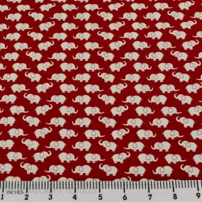 Scarlet Small Elephant Animal Cotton Print