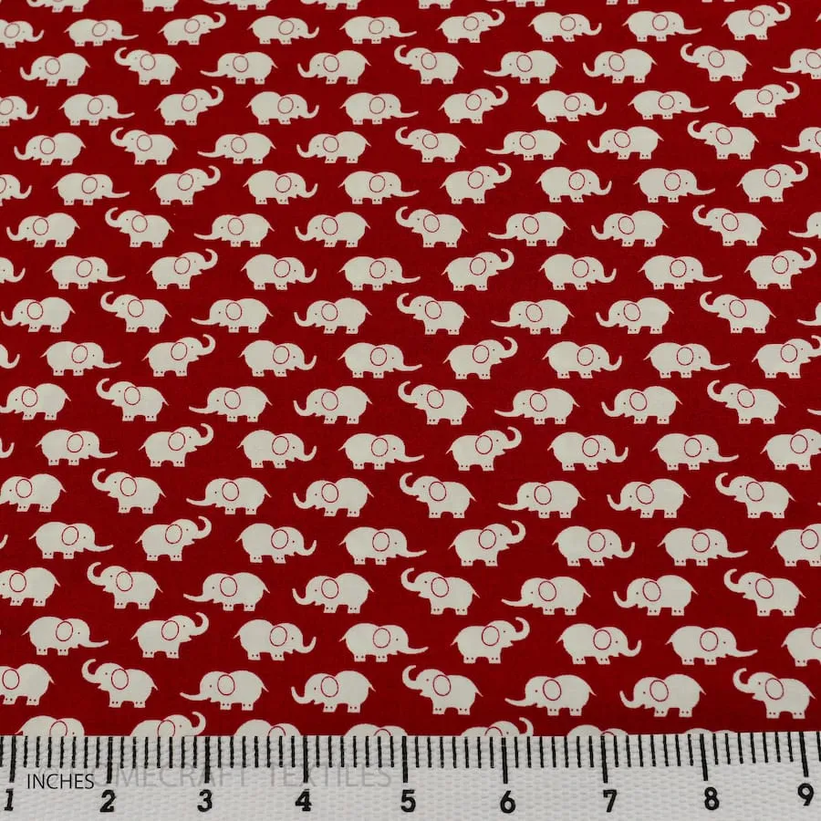 Scarlet Small Elephant Animal Cotton Print