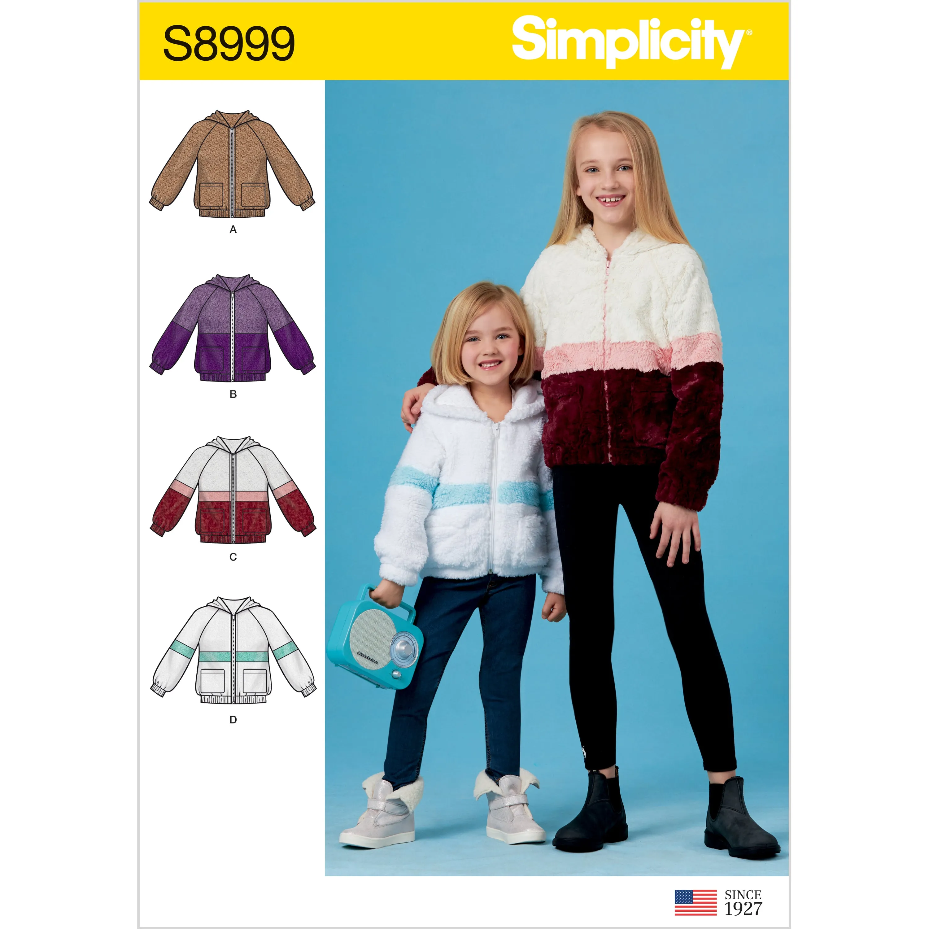 Simplicity Pattern 8999 Children's and Girls' Knit Hooded Jacket