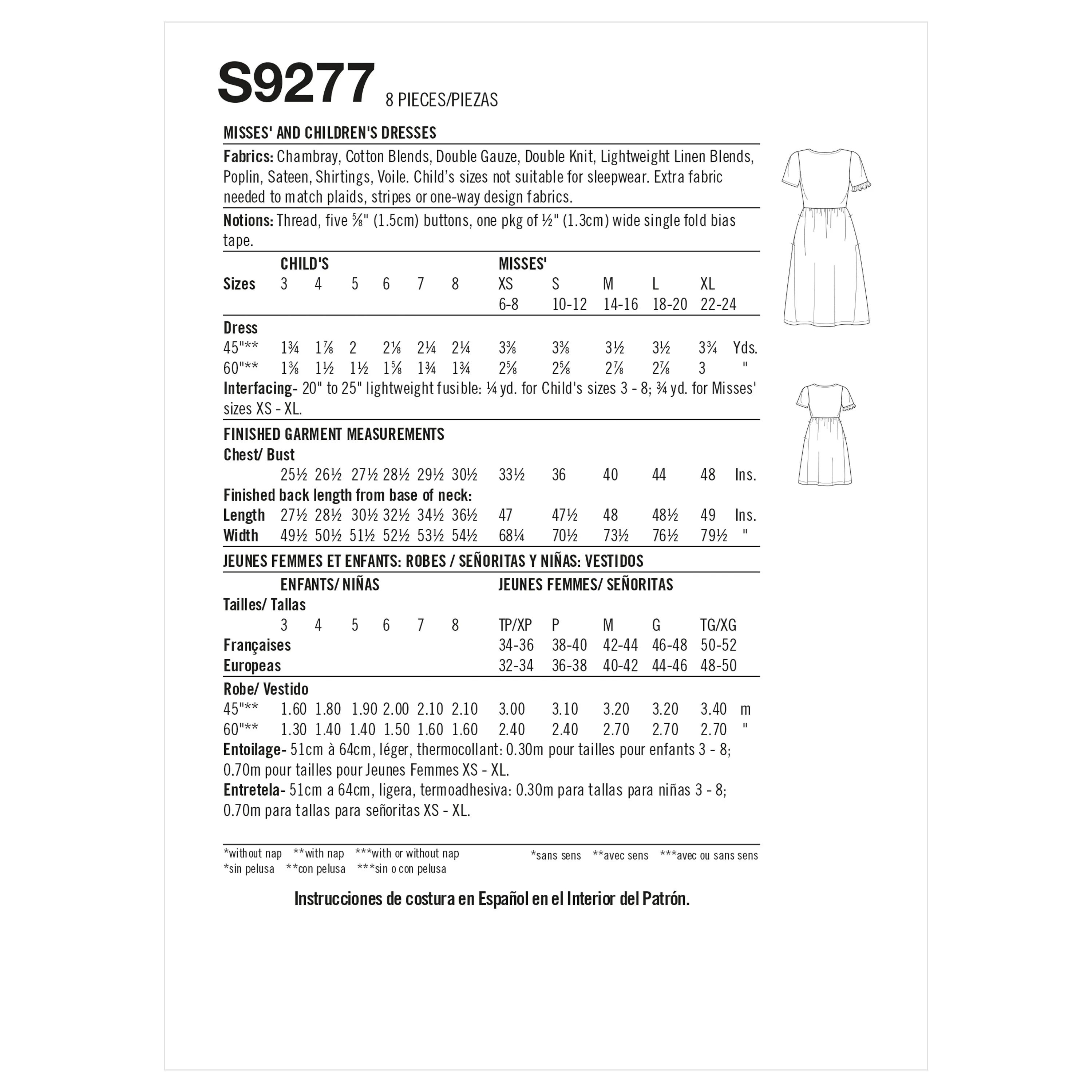 Simplicity Pattern 9277 Misses' & Children's Dresses