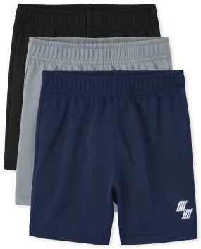 The Children's Place boys And Toddler Basketball Casual Shorts, Fin Gray/Black Ice/Tidal-3 Pack, 3T US