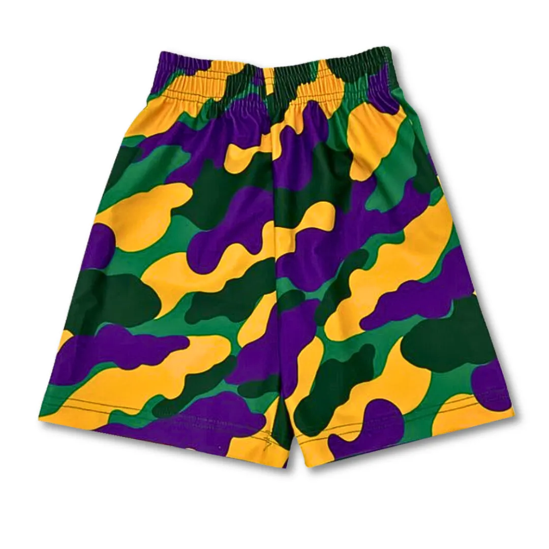 Youth Mardi Gras Camo Athletic Shorts (Each)